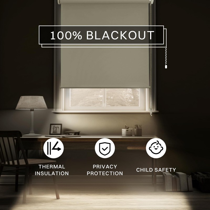HidPriva 100% Blackout Roller Shade | No-Drill & Tool-Free Installation
