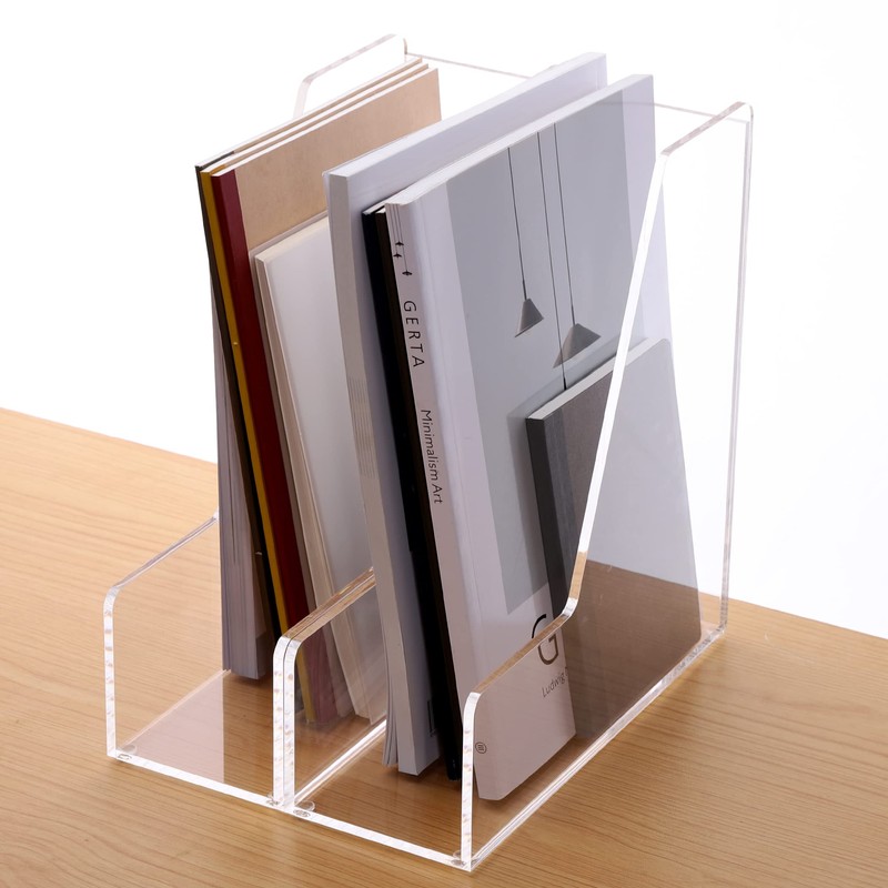 HeZone Magazine Holder, Clear Acrylic Desk Organizers, File Organizer for