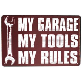 SUMIK My Garage My Tools My Rules, Metal Tin Sign, Vintage Poster Plaque Garage Home Wall Decor