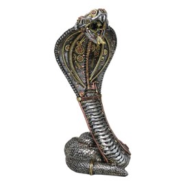 Ebros Gift Military War Machine Steampunk Gearwork Robotic Cyborg Cobra Snake Figurine Sci Fi Clockwork Gear Skull Cranium Design Skeleton