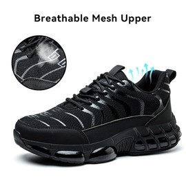 LIOERDIWE Steel Toe Shoes for Men Women Lightweight Safety Sneakers Comfortable Composite Toe Work Shoes Puncture Proof Industrial Construction(Black,7 Women/6 Men)