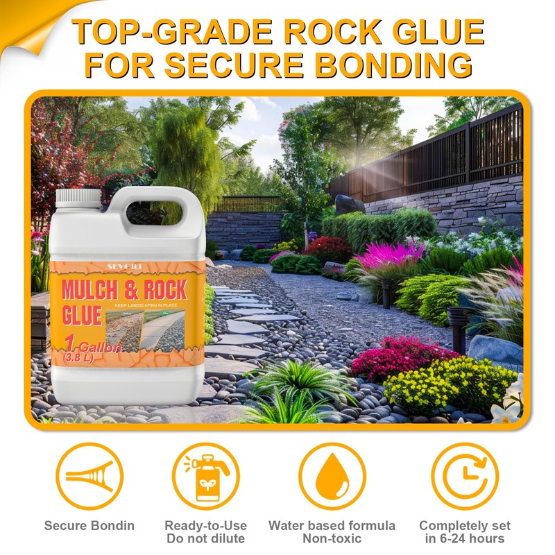 Rock Glue for Landscaping with Sprayer, Ready-to-Use 1Gallon Mulch Glue