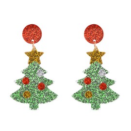 Acrylic Christmas Tree Dangle Drop Earrings for Women Girls Resin Xmas Dangling Stud Earrings Boho Statement Earrings Party Festive Costume Dainty Jewelry Gifts Daughter BFF New Year'S Eve