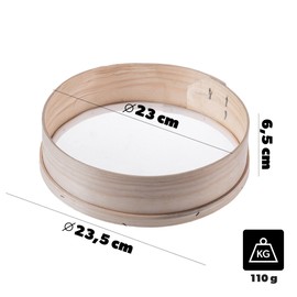 KADAX Flour Sieve 23 cm for Fine Sieving of Flour, Icing Sugar and Other Baking Ingredients, Kitchen Sieve, Fine Mesh Sieve, Icing Sugar Sieve, Baking Accessories (Wood)