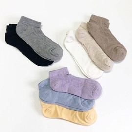 Korean-Made Women's Summer Ankle Socks (1 Pair) Knit Pattern Yellow (1 Pair) 5ea