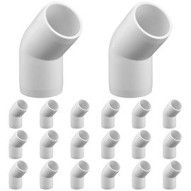 20-Pack 1/2 Inch 45 Degree Elbow PVC Pipe Fittings, Furniture Grade 1/2" PVC Fittings 45 Degree Elbow for SCH40 PVC Pipe, PVC Corner Fittings for Building PVC Furniture, Greenhouse