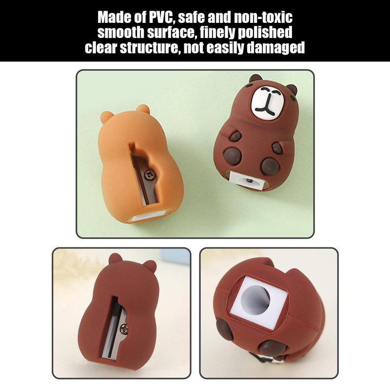 2 Capybara Pencil Sharpener, 2 Push and Pull Eraser, Cute