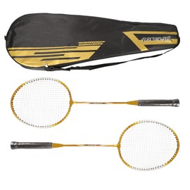 REGAIL 2Pcs Iron Alloy Badminton Racket 2 Player Badminton Racket Set for Kids Adults Gold