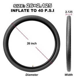 WINFAVO 26x2.125 Cruiser Bike Tires Set: Folding Replacement Tires and Pair 26-inch Inner Tubes for Beach Cruiser and Urban Commuting Bicycle-Black