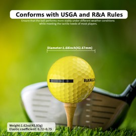 AODELAN 12 Pack Golf Practice Ball, 85 Compression Single Layer Rubber Solid Ball with a Soft and Sensitive Touch for Distance Golf Skill Improvement Exercises (12 Yellow Balls)