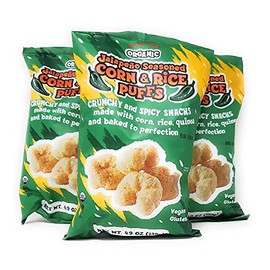 Trader Joe's Organic Jalapeno Seasoned Crunchy Corn & Rice Puffs - PACK OF 3