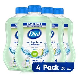 Dial Dial Antibacterial Foaming Hand Wash Refill, Fresh Pear, 30 Ounce Pack of 4