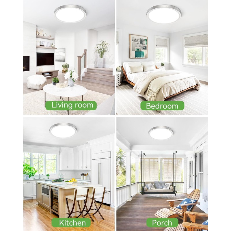 zemty Silver Flush Mount Ceiling Light - Super Thin 12In