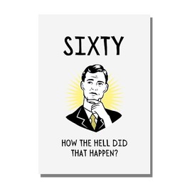 60th Birthday Card For Men, Him, Women, Husband, Wife, Funny, Retro