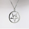 Real Metal Inverted Pentacle Pentagram Satanic Polished Silver Finish Pendant