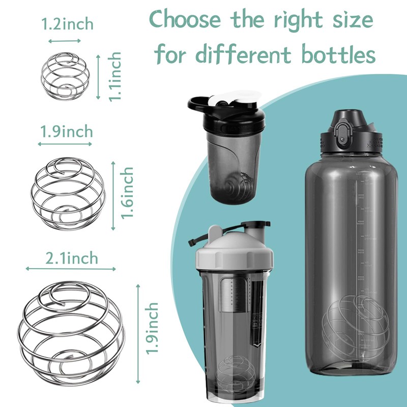 Shaker Balls, 6PCS 304 Stainless Steel Mixing Balls for Protein