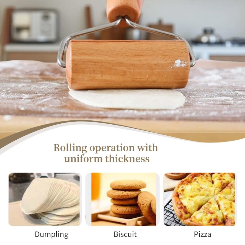 Stainless Steel & Beechwood Rolling Pin with Adjustable Thickness -