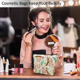 Kalygon Sloth Makeup Bag For Women, Adorable Cosmetic Bag Makeup Bags, Cute Sloth Animal Sloths On Flower Tree Zipper Bag Travel Bags Toiletry Organizers Pouch Bags Washing Bags For Gym Bathroom