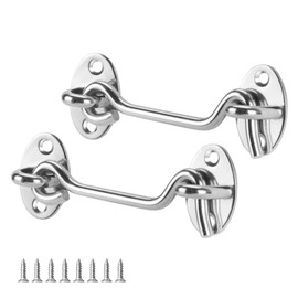 lmytdo Hook and Eye Latch, Cabin Hook Gate Hook Lock Stainless Steel Heavy Duty Gate Latch with Screws, for Window, Garage, Garden, Door(3 Inch 2 pcs)