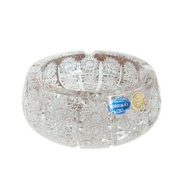 Original Bohemian Hand Cut Crystal Ashtray - Transparent Crystal - Vintage Design