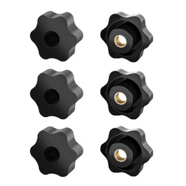 YOUZMY Pack of 6 Star Grip Nuts M6, Wing Nut M6, Knurled Screw Outer Diameter (32 mm) Knurled Grip Nuts, Star Grip Nut Internal Thread for Mechanical Engineering, Furniture and Fitness Equipment etc