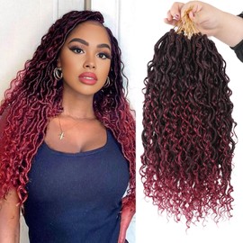 Vemet Goddess Locs Crochet Hair 18 Inch 9 Packs Synthetic Faux Locs Crochet Hair for Black Women, River Locs Hair Extensions Style Pre looped Crochet Locs with Curly Ends