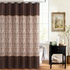 DS BATH Brown Fabric Shower Curtain, Vintage Tan and Gold