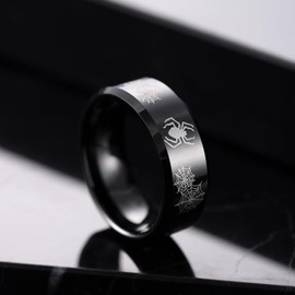 King Will 8mm Mens Wedding Band Black Plated Tungsten Wedding Ring for Men Spider Lasered Rings Size 7-14丨Nature Collection 9