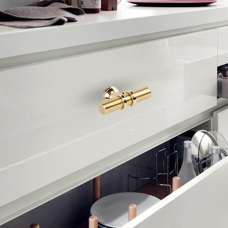 Haliwu 20 Pack Gold Cabinet Knobs, Brushed Brass Cabinet Knobs