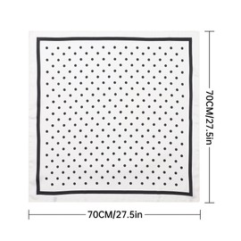 AWAYTR 27.5” Square Satin Head Scarf Hair Scarf for Women's Hair Silk Bandana for Women Silk Head Wrap for Sleeping (Polka Dot （White）)
