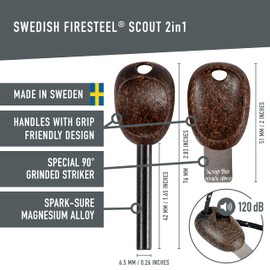 Light My Fire Swedish Flint Fire Starter Ferro Rod Survival Tools SCOUT Fire Steel Bushcraft Camping Gear Flint and Steel Fire Starter Kit 2-in-1 Fire Flint and Striker 3,000 Strikes