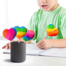 2 Pcs Colorful Cute Pom Pom Pens Fluffy Ball Pens Heart-shaped Fluffy Pen for Girls 2 Styles of Rainbow Fun Pen for Office School Girls Women Pens and Refills