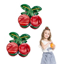 THXFUNAREA 2 Stück Haarschmuck Kirschen Haarnadel für Kinder Kirschen Stirnband Pferdeschwanz Haargummi Set niedliche Haarspangen Obst Harz Niedliche Haarspangen Headwear Styling Tools (Rot)