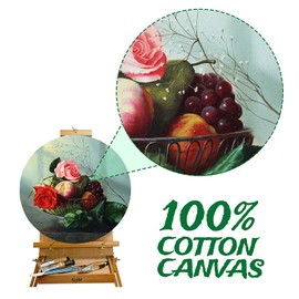 Art Supply 24" Stretched Round Canvas for Painting 12 Ounce Primed Gesso Professional Quality Acid-Free Premium White Blank Paint Canvas for Beginners and Artists for Acrylic, Oil, Acrylic Pouring