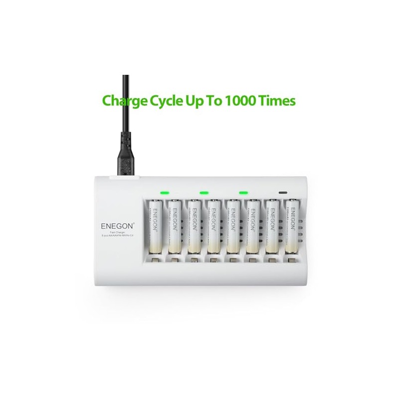 ENEGON Paquete de 8 Baterías Pilas AAA Recargables Ni-Mh, 1.2V