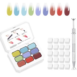 Ombre Gel Nail Polish Nail Sponges for Ombre 9 Series Colorful Blush Effect Gradient Painting Gel for Ombre Nails Multistyle French Manicure Nail Art DIY Home (A1, 1)