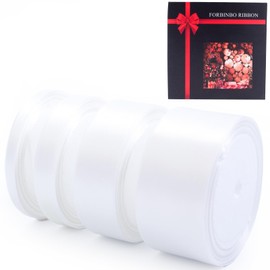 4 Rolls Double Faced Satin Ribbon, Mixed 4 Size Set Silk Ribbon for Gift Wrapping，Wedding Invitations Birthday Party Decoration Bow Making Bridal Bouquets DIY Crafts (Off-White)