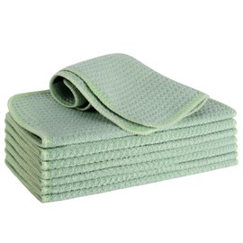 VIVOTE 8 Pack Microfiber Cloth Barista Cloth Sage Green Waffle Tea Towel Dishcloths Washable Kitchen Rags Thick Household Cleaning Cloths No Lint 20cm X 20cm 8 Pcs 380GSM