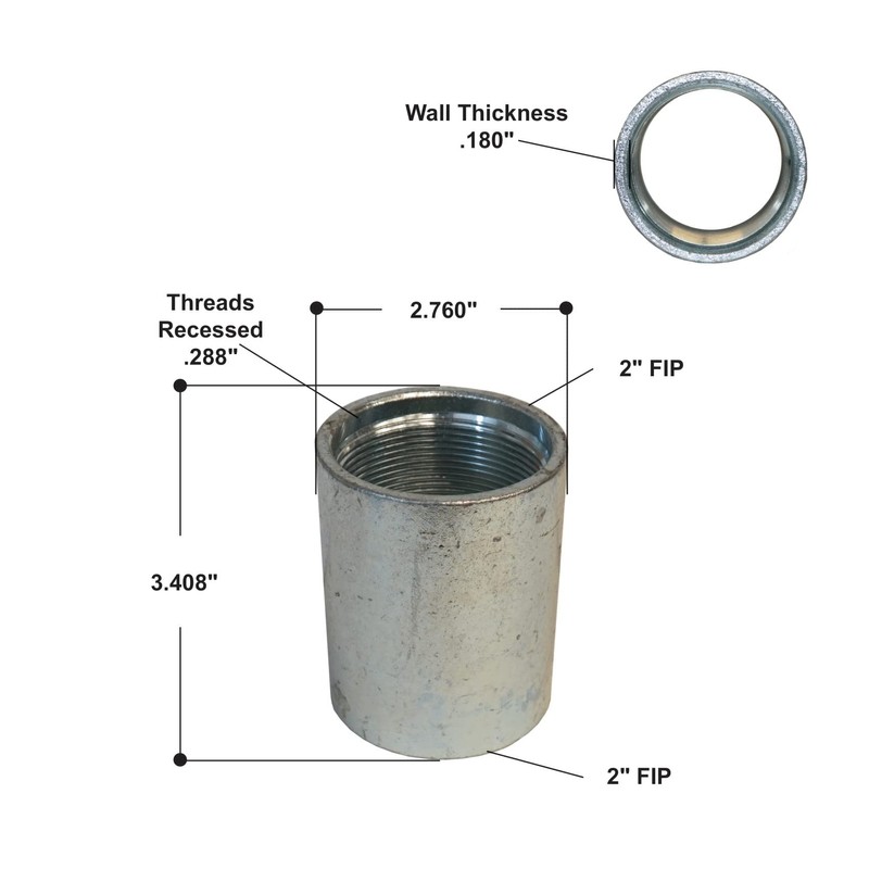 Merrill MFG DRCOUP200 2" GALVANIZED DRIVE COUPLING