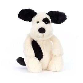 Jellycat Plush 12" Bashful Black and Cream White Puppy Stuffed Animal NWT