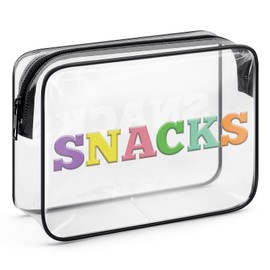 Snack Lover Gifts for Women Snack Bags Clear Makeup Bag Emergency Snacks Travel Cosmetic Bag Foodie Gifts for Teens Girl Friends Sister Birthday Graduation Gift Girls Trip Gifts Zipper Toiletry Pouch