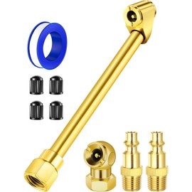 EVOULTES 2-Way Connection Air Chuck Set, Heavy Duty Dual Head Air Chuck with Closed Ball Tire Chuck & 1/4 Inches NPT Male Quick Plug, Tire Air Fill Kit for Tire Inflator Gauge and Air Compressor