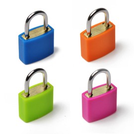 Padlock Small with Key, Pack of 4 Colourful Suitcase Locks, Suitcase Locks, Mini Luggage Locks, Security Lock for Locker Cabinet, Navy Blue + Green + Orange + Pink