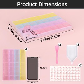 Segbeauty Diamond Painting Storage, 2 Pieces 28 Compartments Diamond Painting Box, Plastic Screws Sorting Box, Small Parts Organiser with Independent Lid, Label and Other Accessories