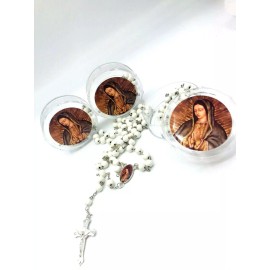 none 12-Baptism Wedding Rosary Favors Guadalupe Mary Cross Recuerdos Bautizo Rosario