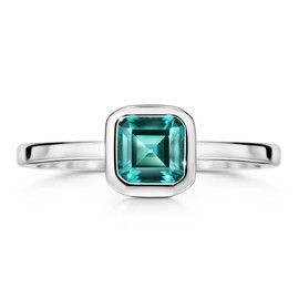 Michooyel S925 5 x 5 mm Lab-Created Emerald Engagement Ring Sterling Silver Ring Petite Beauty Green Promise Ring for Women Girls