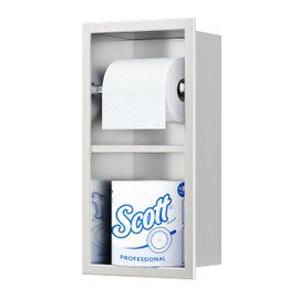 Neodrain Brushed Toilet Paper Holder, Contemporary Hotel Style Pivoting in Wall Tissue Holder, Stainless Steel Recessed Tissue Paper Roll Holder, Dual roll(Brushed Nickel)