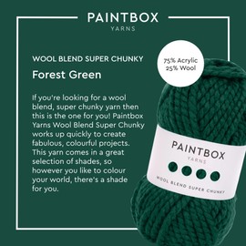 Paintbox Yarns Wool Blend Super Chunky Yarn - 66yds (60m)/ 3.53oz (100g) - Forest Green Color - for Knitting or Crocheting - Super Bulky for Snuggly Garments & Accessories - 25% Wool, 75% Acrylic