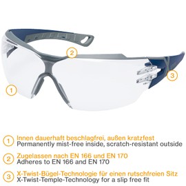 Uvex pheos cx2 safety glasses - Supravision Excellence - Blue-grey