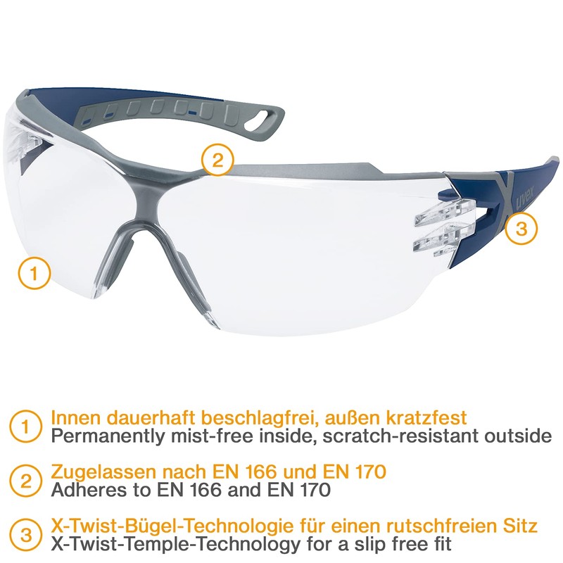Uvex pheos cx2 safety glasses - Supravision Excellence - Blue-grey